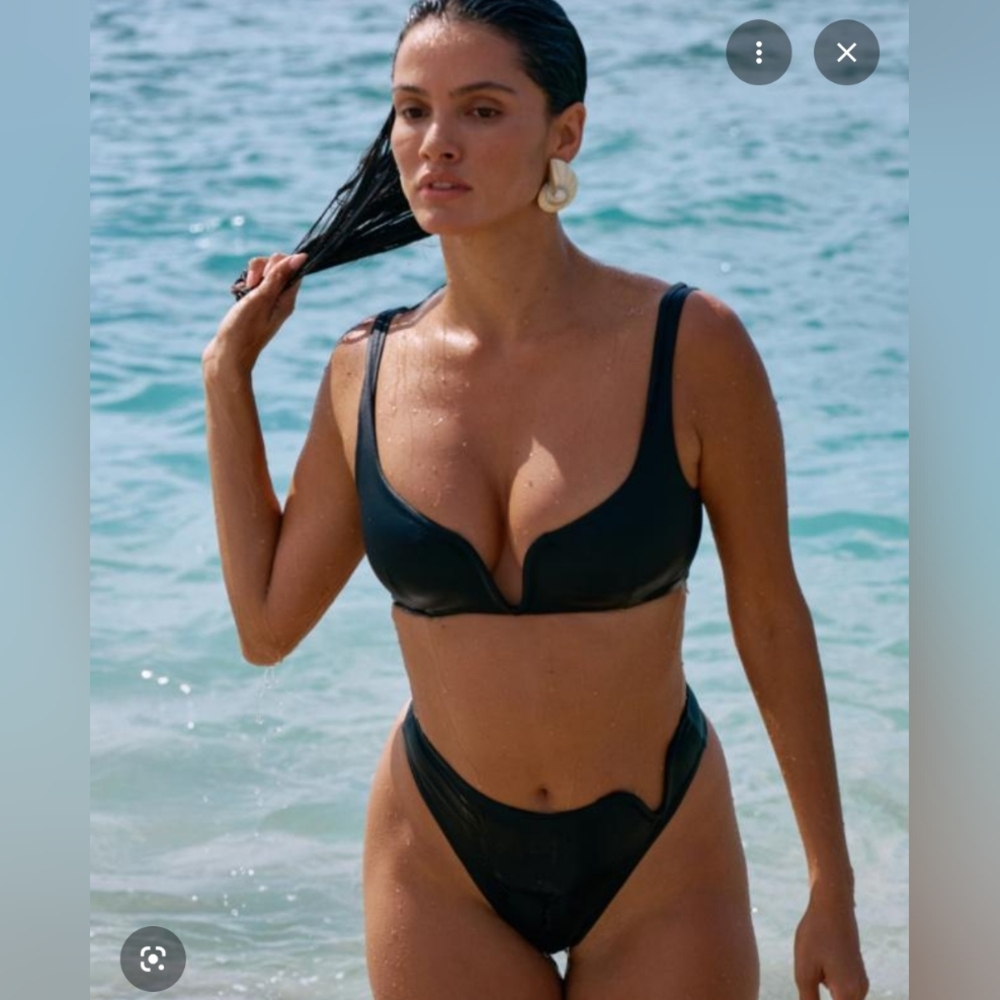 NWT Riot Swim - Eliza Bikini  Set V Design Black Large